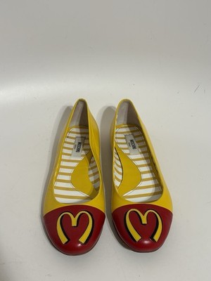 Vtg Moschino AW2014 Yellow M Logo Ballet Flats 35.5