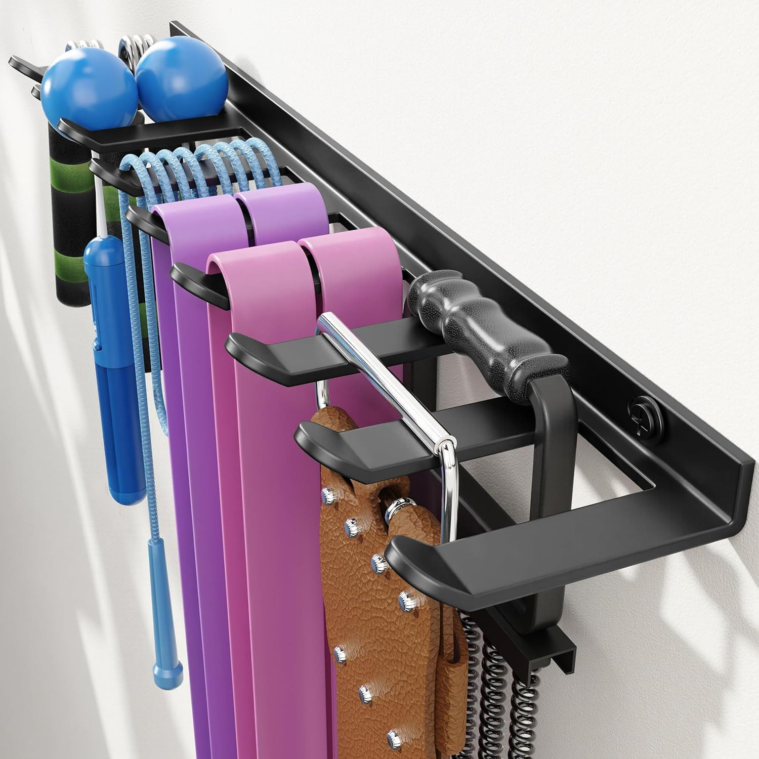 Niffgaff Home Gym Storage Rack Organizer - Multi-Purpose Black Fitness Equipment