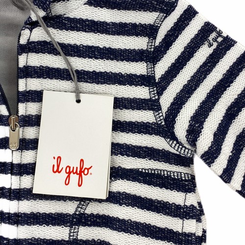 B04 felpa bimbo BOY IL GUFO cotton blue/white stripes hoodie sweatshirt kids - Picture 3 of 4
