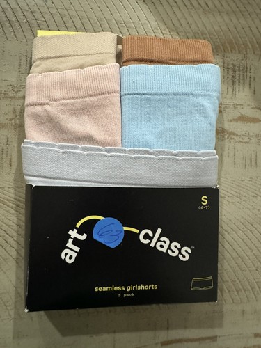 Art Class Girls' 5pk Seamless Boy Shorts Scallop Waistband Underwear Small