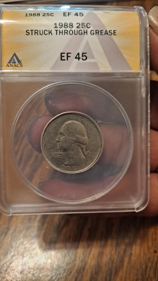 1988 Quarter P Struck Through Grease Anacs EF 45 - Image 2 of 3