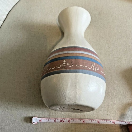 Handmade Painted Pottery Vase Aztec Southwest Tribal Initials Numbered HTF Rare - Picture 9 of 10