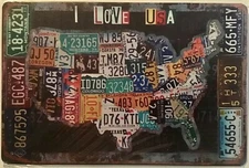 TIN SIGN 8x12 car auto license plates America United States love USA country (Q)