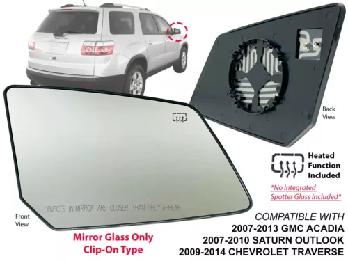 For 2007-On ACADIA TRAVERSE OUTLOOK Mirror Glass Heated Passenger Side 15951928