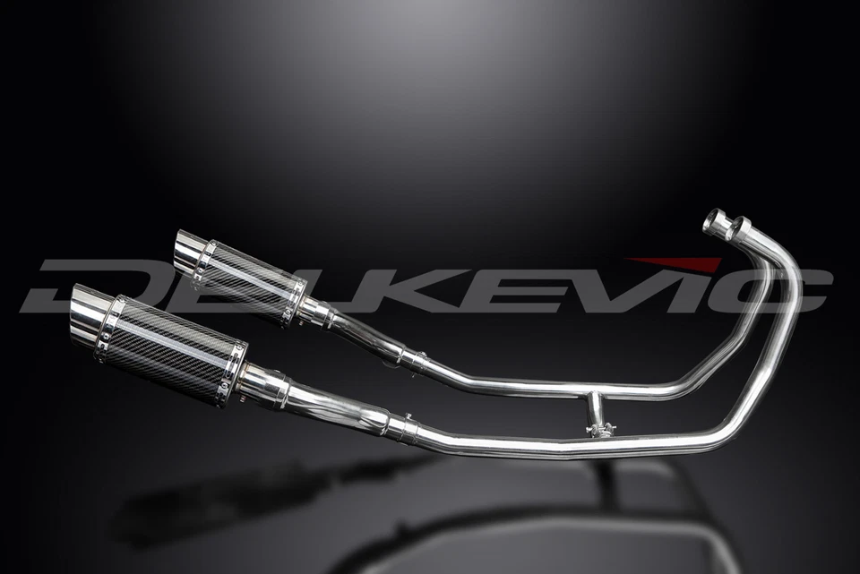 Silenciadores de carbono redondos Kawasaki GPZ500S Ninja 500 87-09 escape completo 2-2 8" Foto 2 de 4