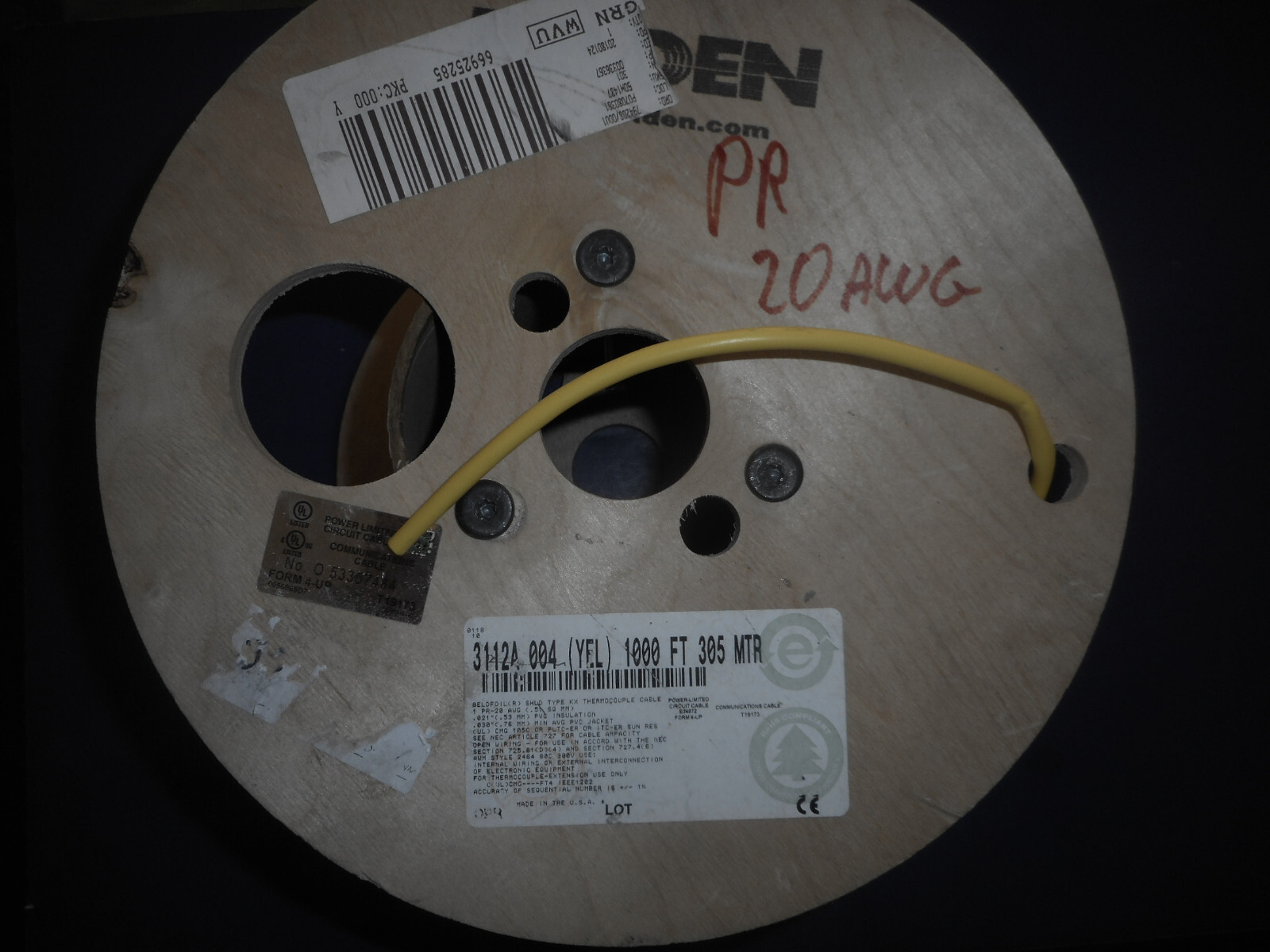 Belden 3112A Thermocouple Extension Type K PVC Insul * Shielded 20 AWG