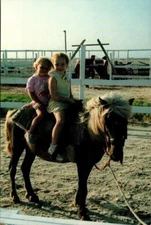 South Padre Island, TX Texas  CHILDREN AMBER & KIM On PONY GOLDIE  4X6 Postcard