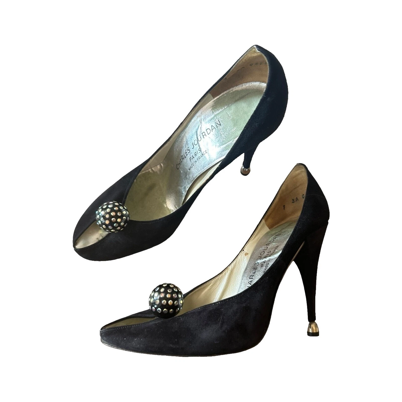 Черная винтажная женская обувь 1970-х Disco