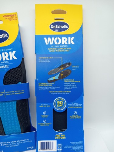Paquete de 4 plantillas avanzadas de gel de masaje Dr Scholl's Work para mujer talla 6-10 nuevas - Imagen 2 de 2