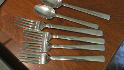 *Attalia Oneida Stainless 18/0 Flatware Lot 6 Pcs Knife Spoon Fork