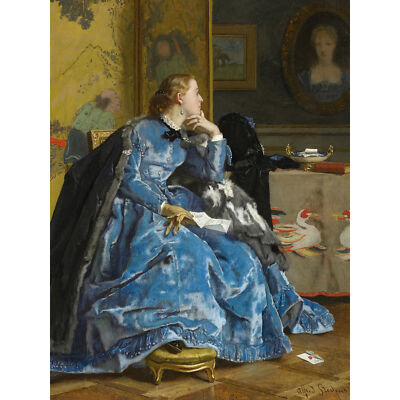 Alfred Stevens A Duchess The Blue Dress C1866 Gemälde XL Wandbild Leinwanddruck