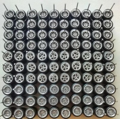 Hot Wheels 50 Sets Mixed CHROME 3 Style Rims & Real Rider Rubber Tires ...