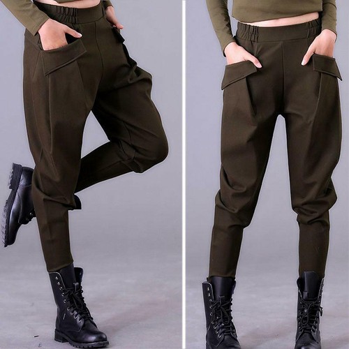 Ladies Harem Casual Long Pants Stretchy 