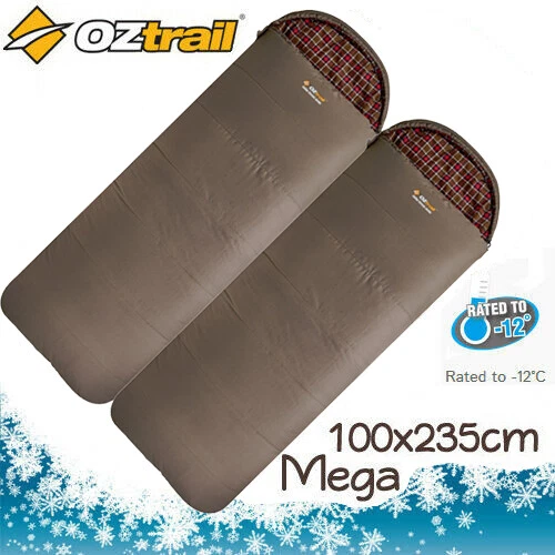 2 x OZTRAIL COTTON CANVAS DUO -12Cel. MEGA SLEEPING BAG (235 x 100cm) DOUBLE