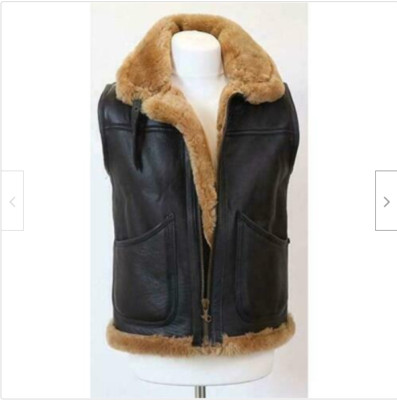 Men's brown RAF B3 Bomber Real Fur Shearling Sheepskin Leather Vest