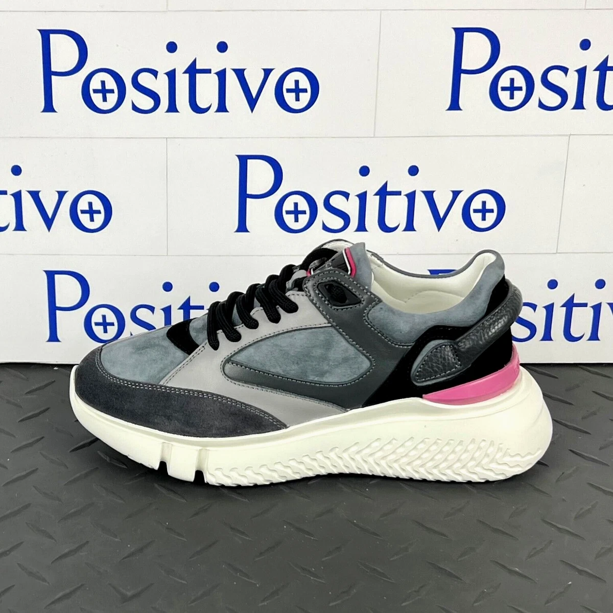 Buscemi Womens Veloce Dark Grey Leather Sneakers Shoes US 7 SAMPLE