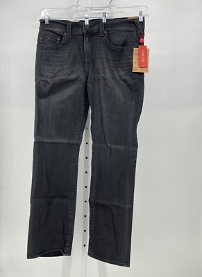 True Religion Mens Ricky Jeans 30 Dark Dust Straight Stretch Coated Denim 101752