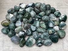 Moss Agate Tumbled Stones, 0.75-1.25" Tumbled Moss Agate, Wholesale Bulk Lot