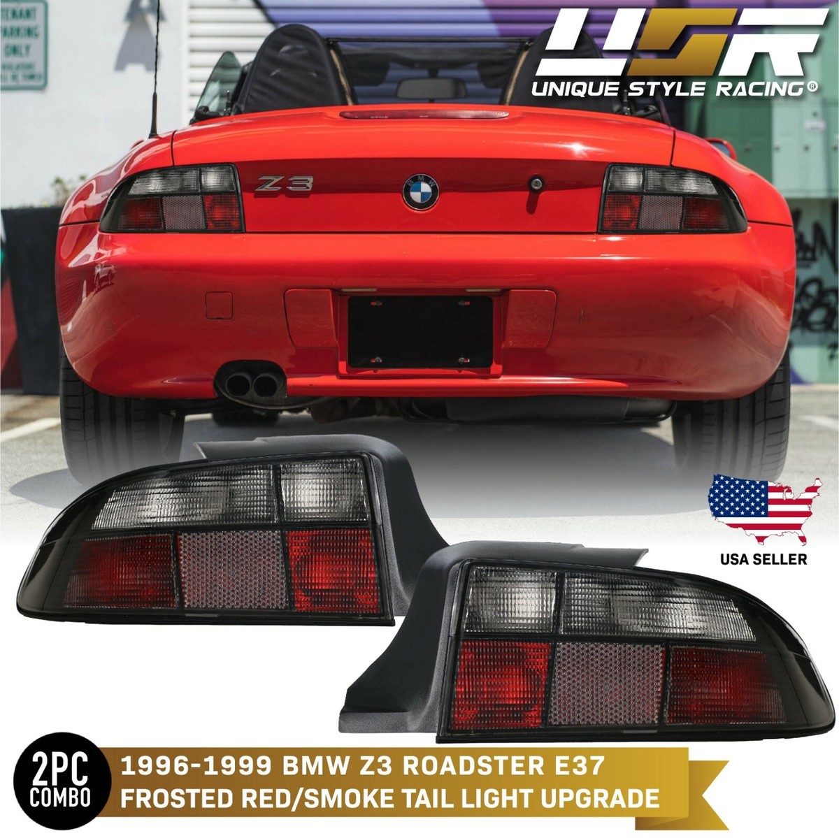 USA Ship Euro Black Smoke Rear Tail Light Set For 1996-1999 USA Ship Euro Black Smoke Rear Tail Light Set For 1996-1999