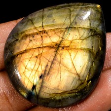 Natural Labradorite Pear Shape Cabochon Loose Gemstone 88 Ct 40X34X7 mm EE-40562