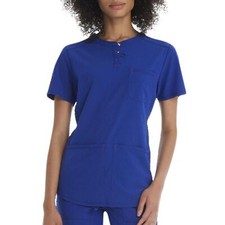 Scrubstar Womens Stretch Antimicrobial Heather Electric Blue V-Neck Scrub Top XS