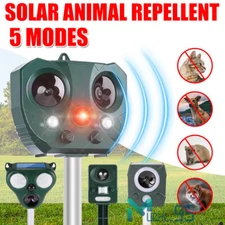 Animal Repeller Ultrasonic Solar Power Bird Dog Cat Skunk Deer Raccoon Repellent