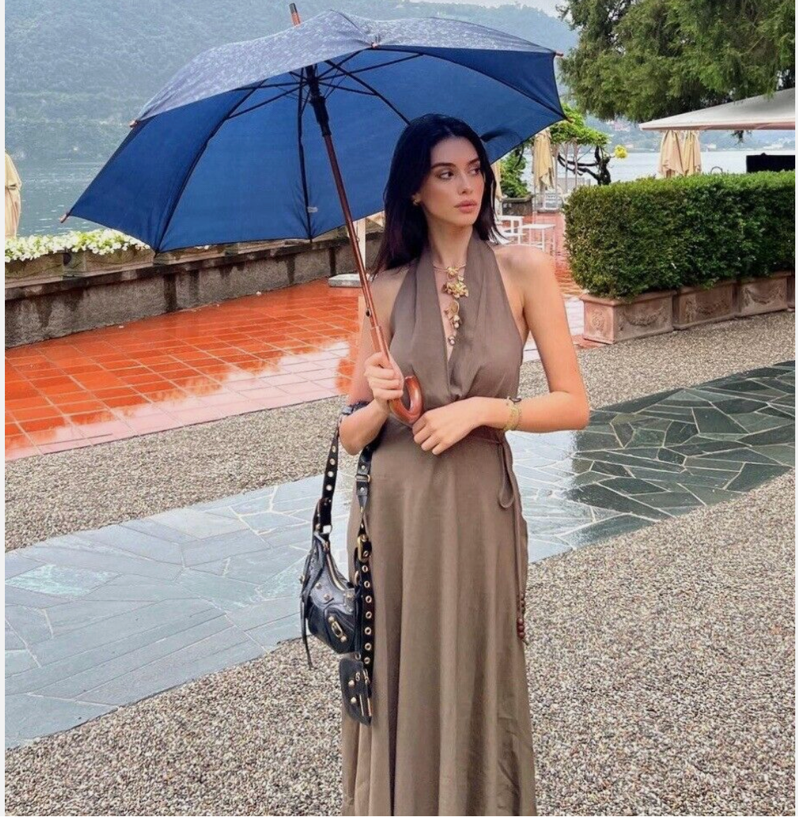 ZARA LINEN BLEND KHAKI HALTER NECK MIDI DRESS 4786/993 NWT XS L | eBay