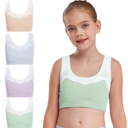 Mädchen Trägershirt Pubertät Crop Top Lauf BH Yoga Büstenhalter Training Bralette Wandern - Bild 2 von 59