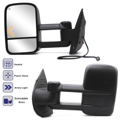 Towing Mirrors For 2007-2013 Chevrolet Silverado 1500 Power Heated Arrow Signal