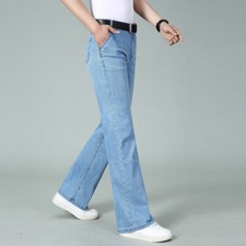 Jeans Uomo Casual Stretch Dritto Slim Retro Denim Pantaloni Lunghi