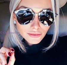 Futuristic Metal Aviator Reflected Technologic Fashion Large Sunglasses 10096 L