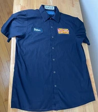 Affy Taffy Shirt Mens Blue Button Up Work Employee Uniform