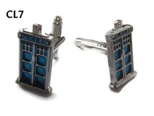 steampunk jewellery cufflinks silver coloured tardis Doctor Dr Who timelord #CL7
