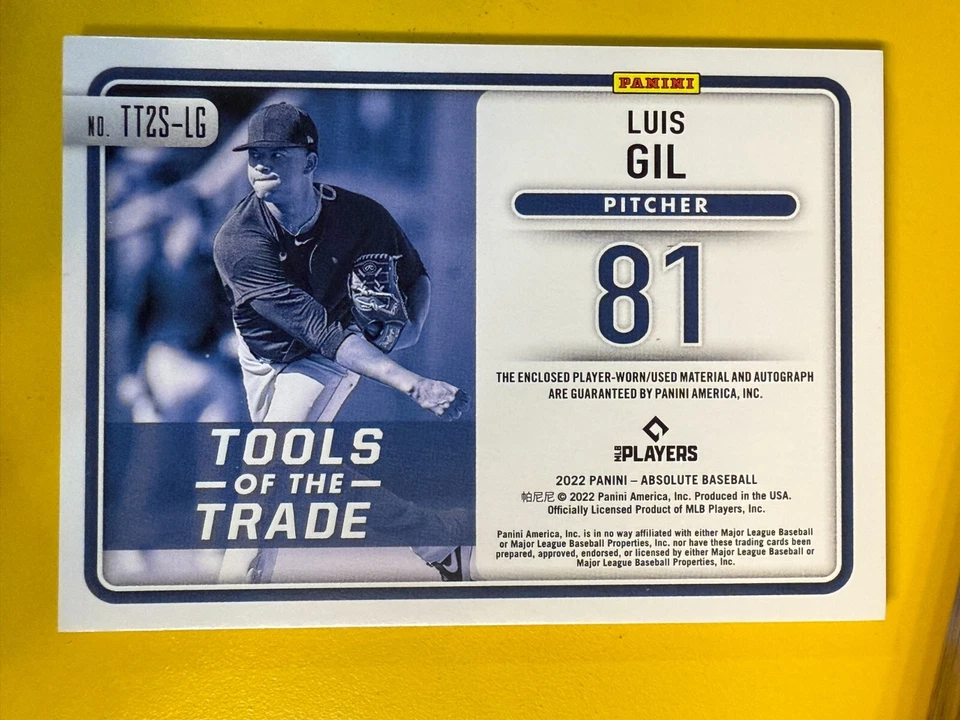 DA98839  2022 Absolute Tools of the Trade DUAL JERSEY AUTIO Luis Gil /199 - Image 2 of 2