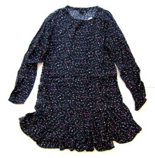 GAP 100% Rayon Black Pink Blue Floral Long Sleeve Smock Tunic Dress Small
