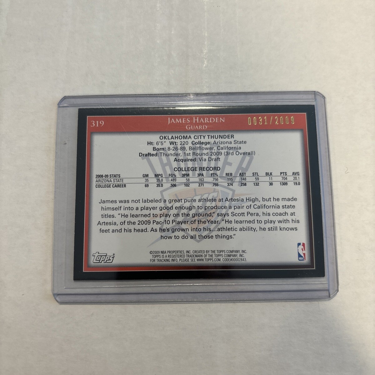 2009 NBA Topps James Harden Rookie Gold | eBay