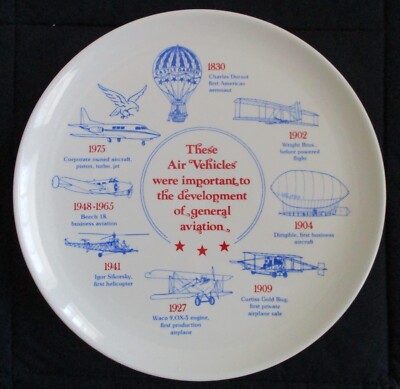 1975 Souvenir Plate Lane Aviation 40th Anniversary History Series Columbus Ohio