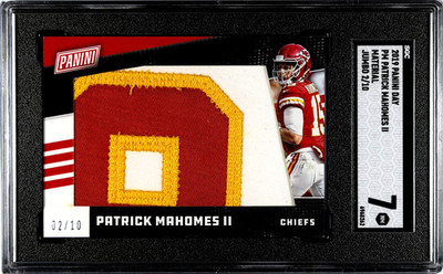 Patrick Mahomes 2019 Panini Day SGC 7 Material Jumbo Jersey Patch Chiefs NFL /10