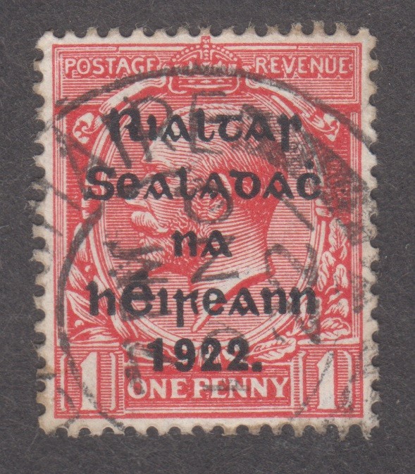 IRELAND 1922.  1 penny. Provisional Government. King George V Overprint. Sc# 2