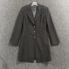 Vintage Nanette Lepore Coat Women's 6 Black Jacquard Long Blazer Made USA