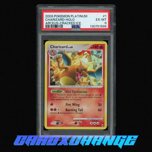 2009 Pokemon Platinum Arceus 1 Charizard Holo Cracked Ice PSA 6 EX