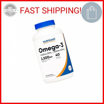 Nutricost Omega 3 Fish Oil - 2500MG, 120 Softgels (40 Serv) - Fish Oil, Wild Cau