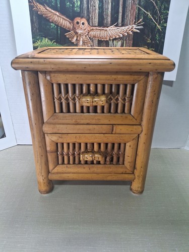 Beautiful Small 2 Drawer Bamboo Rattan Dresser Chest