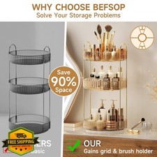 360 Rotating Makeup Organizer 3 Tier Countertop Clear Amber