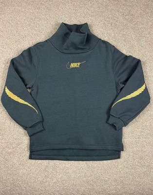 Nike Sweatshirt Mens L Gray Fleece Mock Neck Long Sleeve Graphic Swoosh Athletic