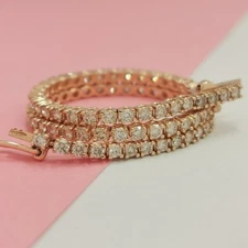 7' Inch Long Tennis Wedding Bracelet Solid 14K Yellow Gold 6 CT Round Cut VVS1