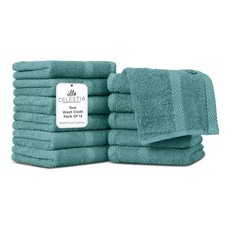 Cotton Washcloths Set Of 12, 12x12 Inch, 100 Ring-spun Combed Cotton, Soft