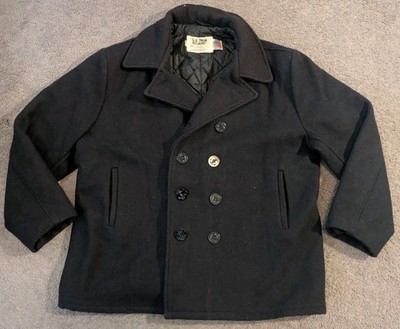 Vintage Schott NYC US 740N Black Wool Peacoat Coat Jacket