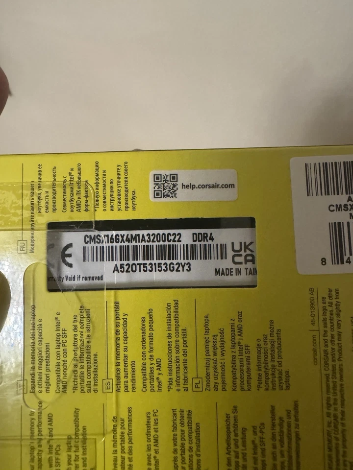 Corsair Vengeance 16GB (1x16GB) DDR4 SODIMM 3200MHz Laptop Memorry - Image 4 of 4