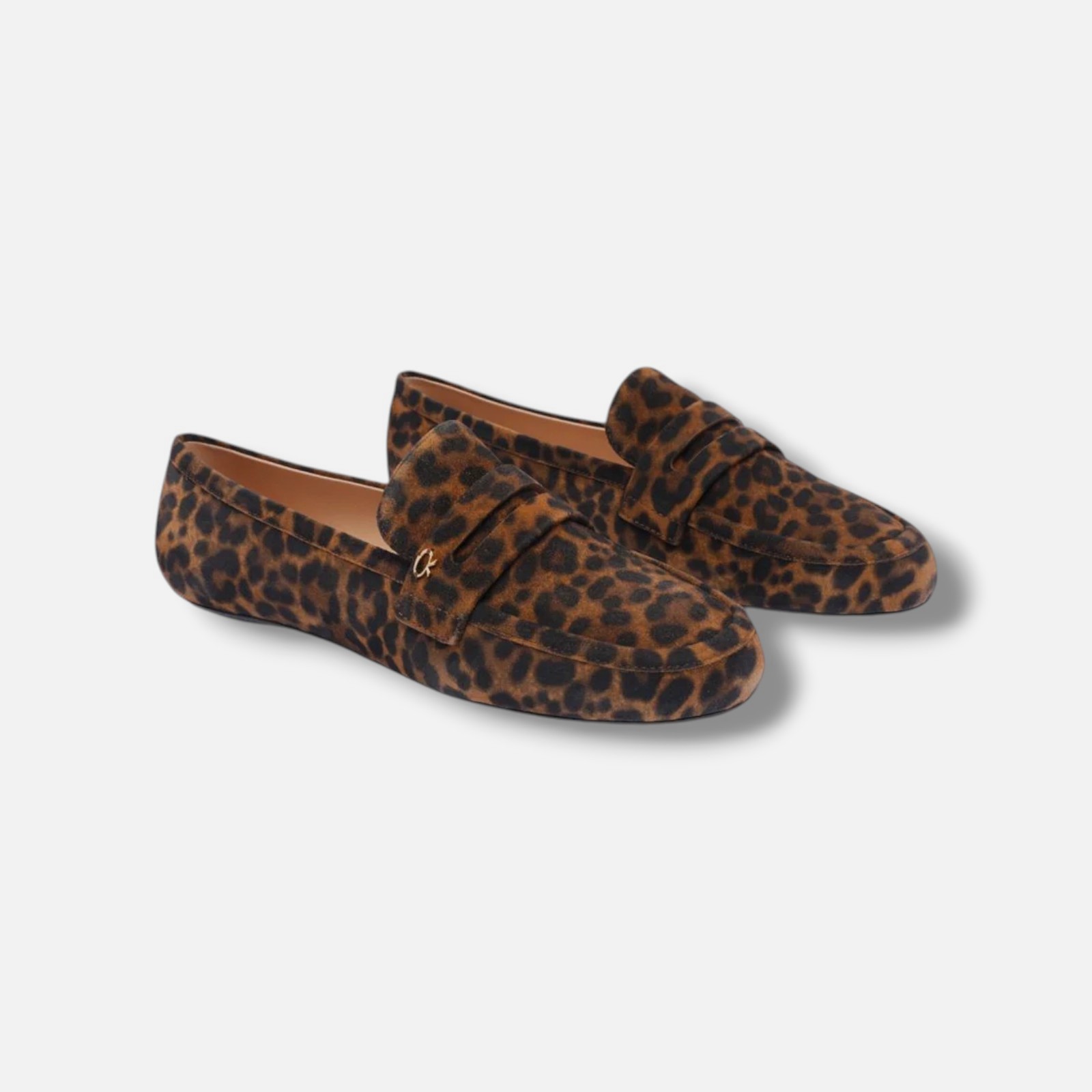 Gianvito Rossi Women's Brown Velour Leopard Print Loafer Flat Shoes Size 37